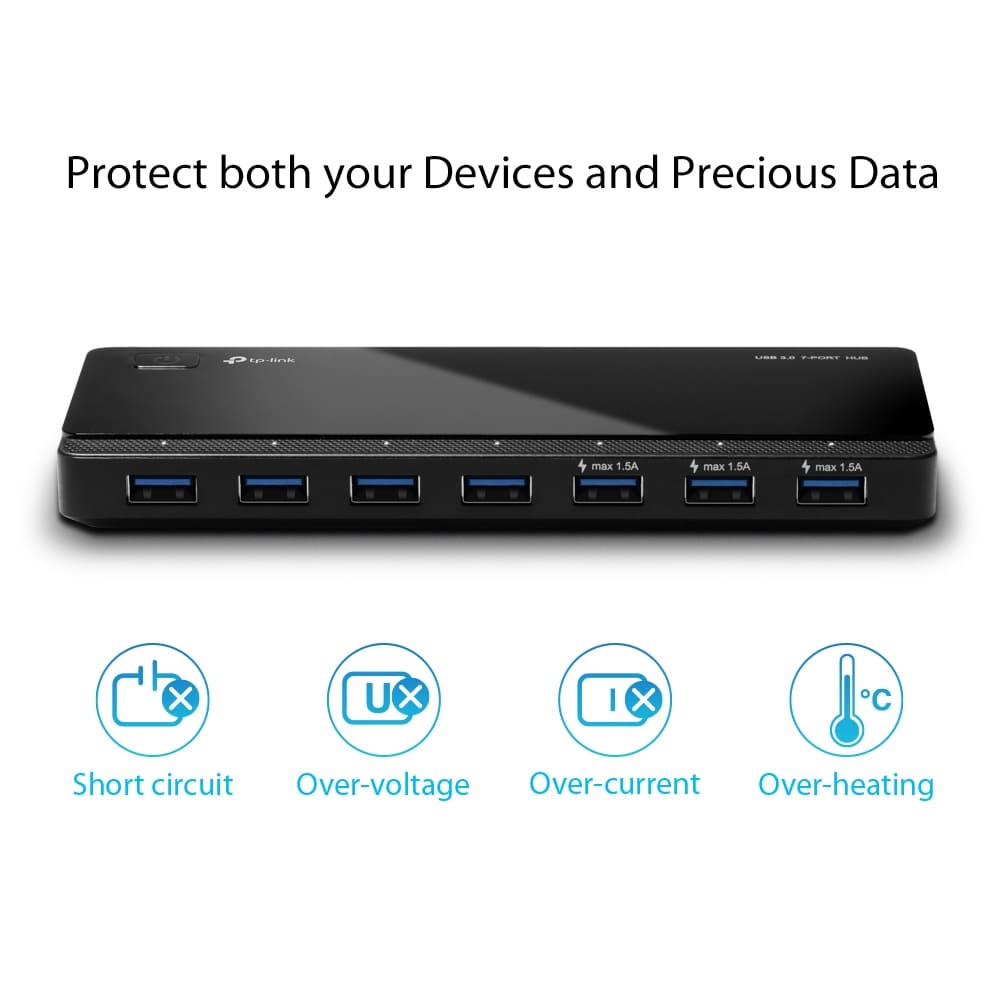 Hub USB 3.0 TP-Link UH720, 7 Puertos, Black.