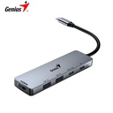Hub USB-C Genius UH-500 2 USB-A 3.0 / 1 USB-C / 1 HDMI 4K Power Delivery 100W, Silver.