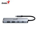 Hub USB-C Genius UH-500 2 USB-A 3.0 / 1 USB-C / 1 HDMI 4K Power Delivery 100W, Silver.