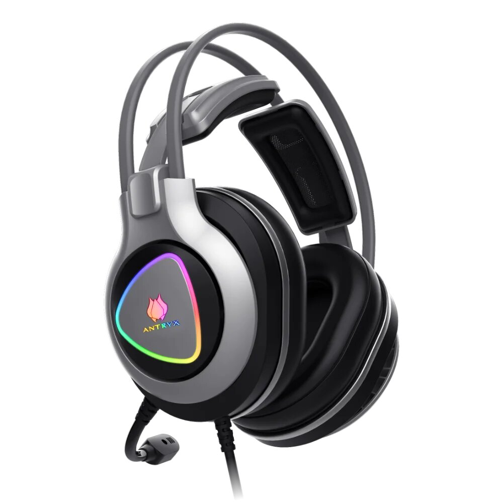 AUDIFONOS C/MICROFONO ANTRYX CS THUNDER SILVER 7.1 VIRTUAL, VIBRADOR, CONTROL EQ, CABLE