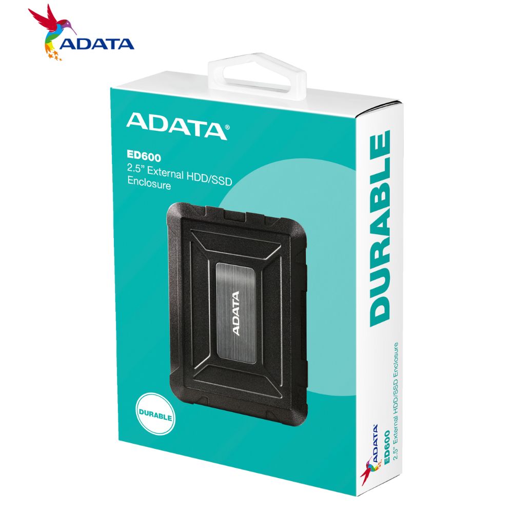 Case Disco Antigolpes 2.5&quot; Adata ED600, USB 3.2, Negro.