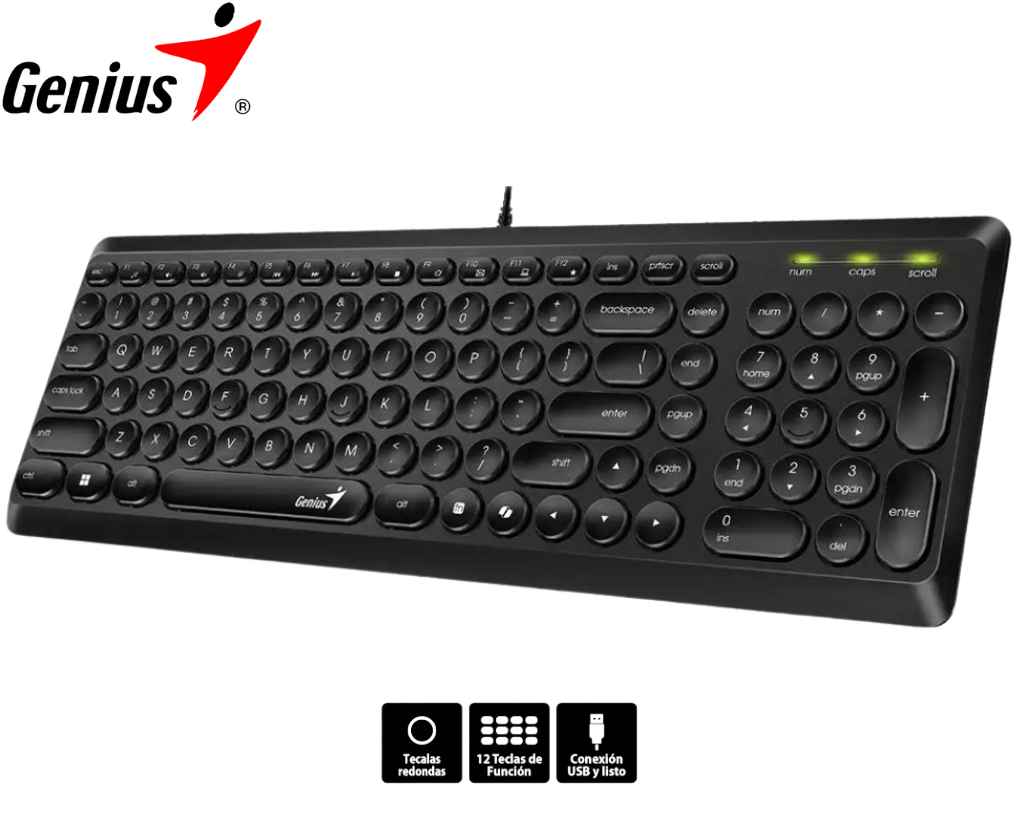 Teclado Genius Slimstar Q200, Usb, Multimedia, Black.