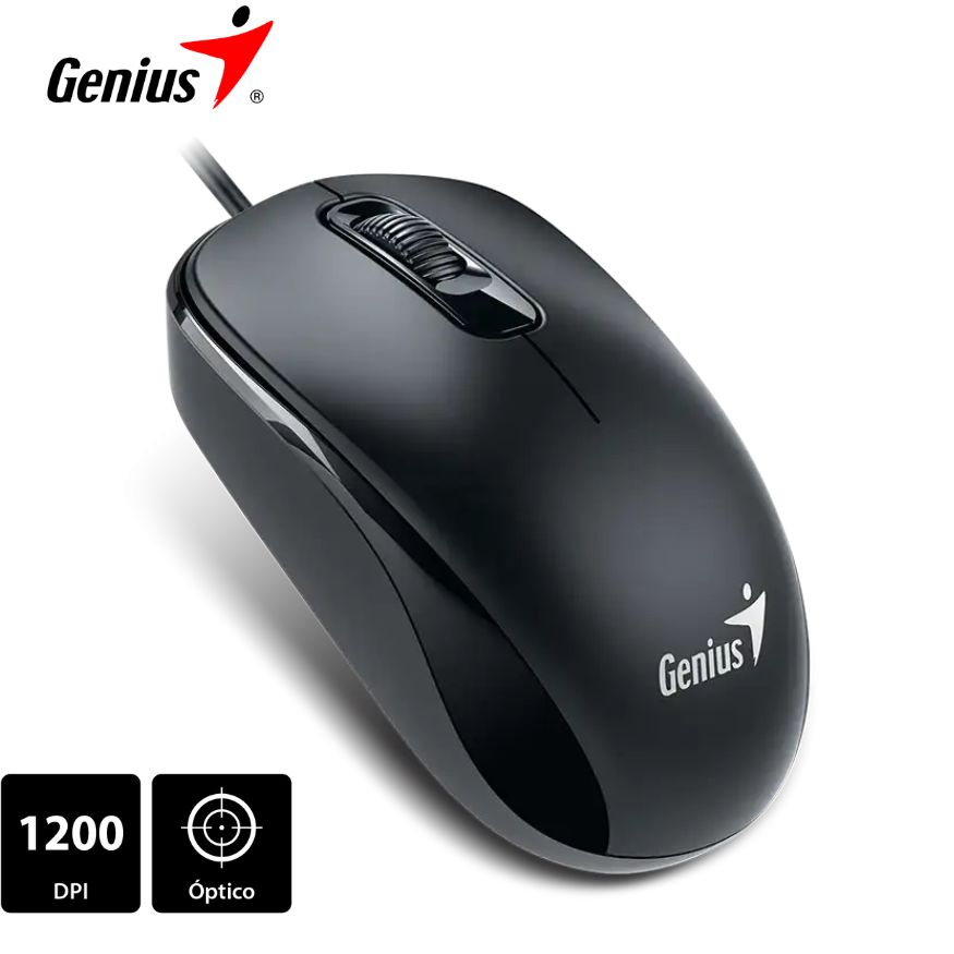 Mouse Óptico Genius DX-110, USB,1000dpi, Negro.