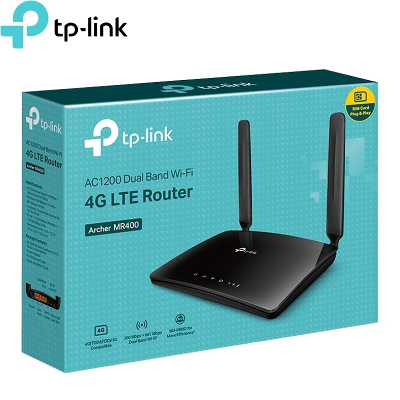 Router Tp-Link Archer MR400 (AC1200), 4G LTE WI-FI 5, Puerto LAN, Dual Band.