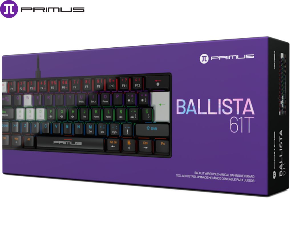 Teclado Mecánico Primus Gaming BALLISTA61T, Switch Red, Español.