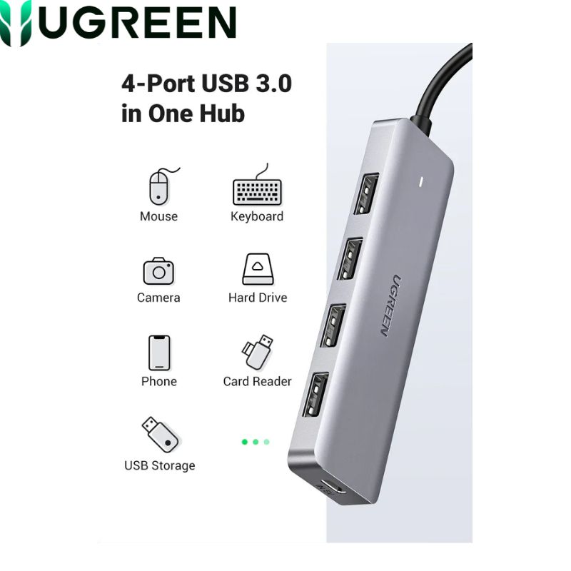 Hub USB-C a 4 USB-A 3.0, Ugreen CM219, Silver.