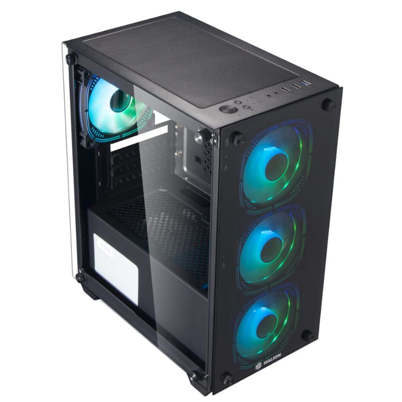 Case Gaming HALION Ragnarok 323, Vidrio Templado, 4 x RGB, Fuente 550w