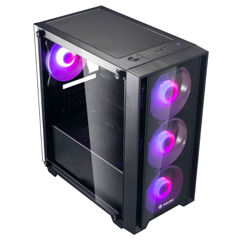 Case Gaming HALION Ragnarok 320, Vidrio Templado, 4 x RGB, Fuente 550w.