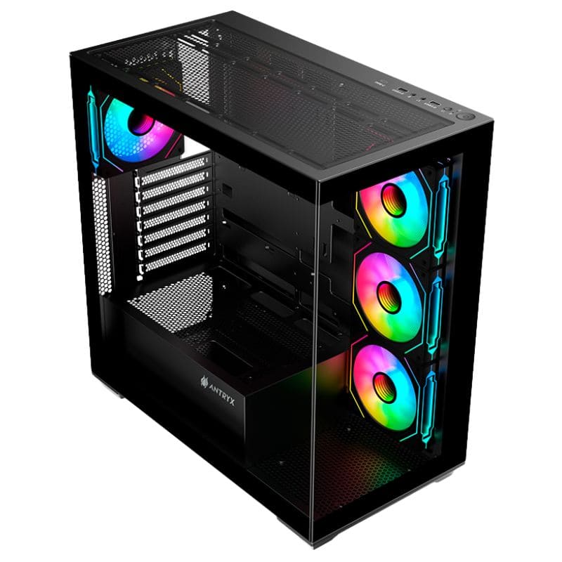 Case ANTRYX FX 750 Black, ARGB Fan x4, S/Fuente Vidrio Templado, USB Tipo C