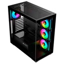 Case ANTRYX FX 750 Black, ARGB Fan x4, S/Fuente Vidrio Templado, USB Tipo C