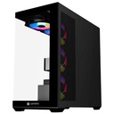 Case ANTRYX FX 750 Black, ARGB Fan x4, S/Fuente Vidrio Templado, USB Tipo C