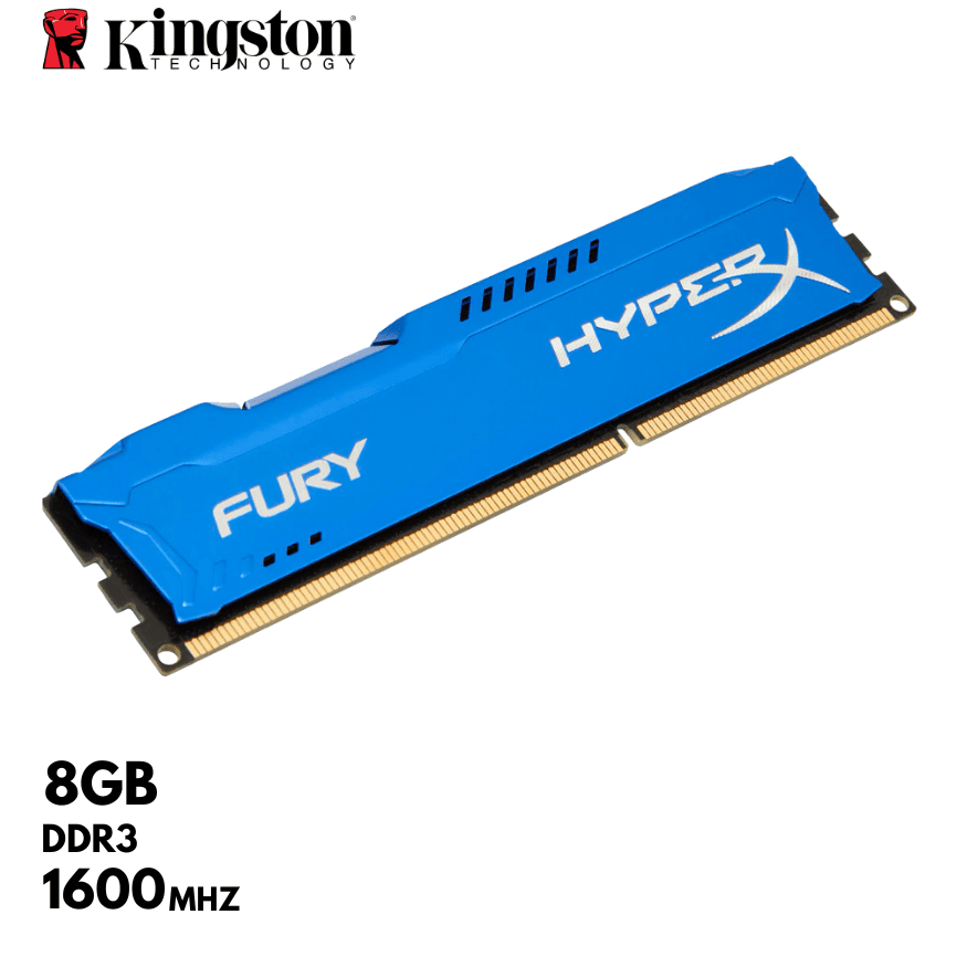 Memoria RAM Kingston HyperX Fury Blue, 8gb, DDR3, 1600 Mhz, CL10.