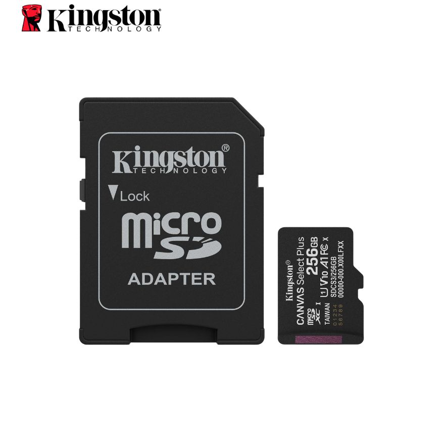 Memoria Flash micro-SD Kingston Canvas Select Plus, 256GB, con Adaptador SD, 150Mb/s, UHS-I Clase 10.