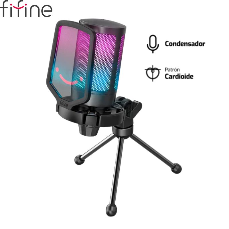 Micrófono Fifine A6V, Unidireccional, Black, USB.