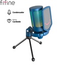 Micrófono Fifine A6V, Unidireccional, Blue, USB.