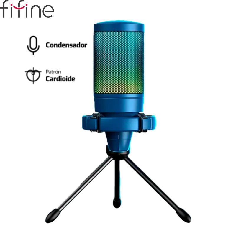 Micrófono Fifine A6V, Unidireccional, Blue, USB.