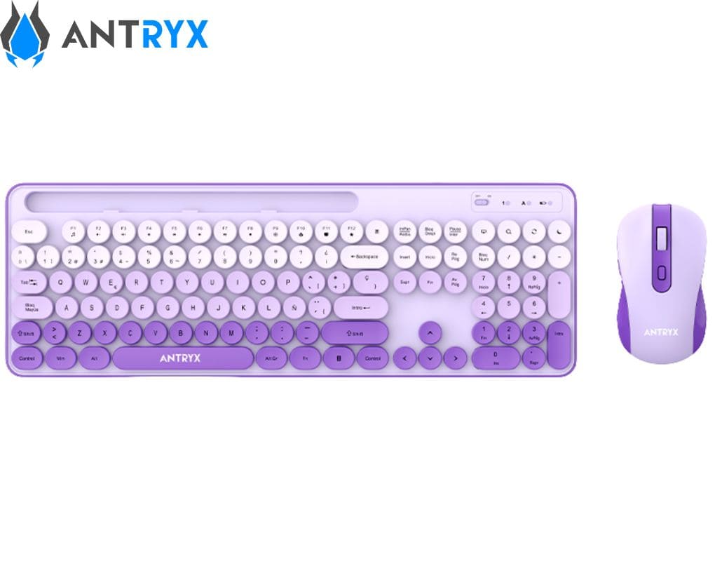 Teclado + Mouse Inalámbrico Antryx WS-970, Holder Slod, Purple.