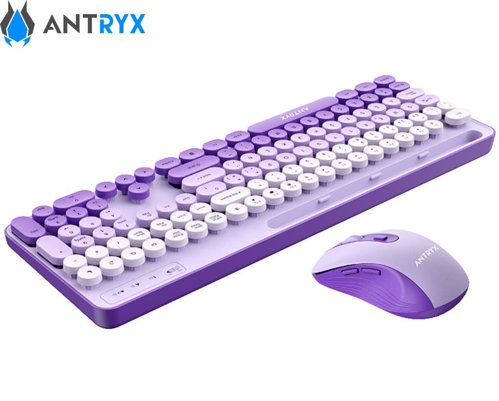 Teclado + Mouse Inalámbrico Antryx WS-970, Holder Slod, Purple.