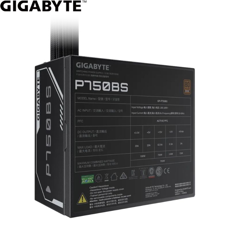 Fuente de Alimentación Gigabyte P750BS, 750W, ATX12V, 80 Plus Bronze.