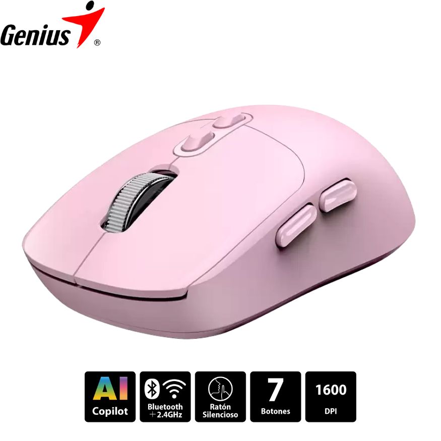 Mouse Genius NX-8080S Wireless/Bluetooth Silent 7 bot. Pink.
