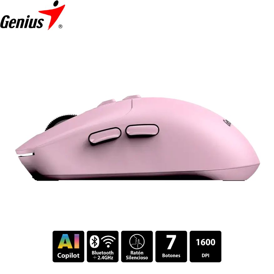 Mouse Genius NX-8080S Wireless/Bluetooth Silent 7 bot. Pink.