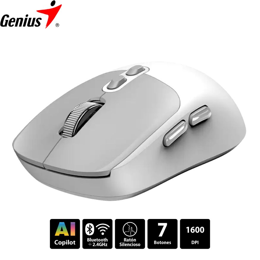 Mouse Genius NX-8080S Wireless/Bluetooth Silent 7 bot. White.