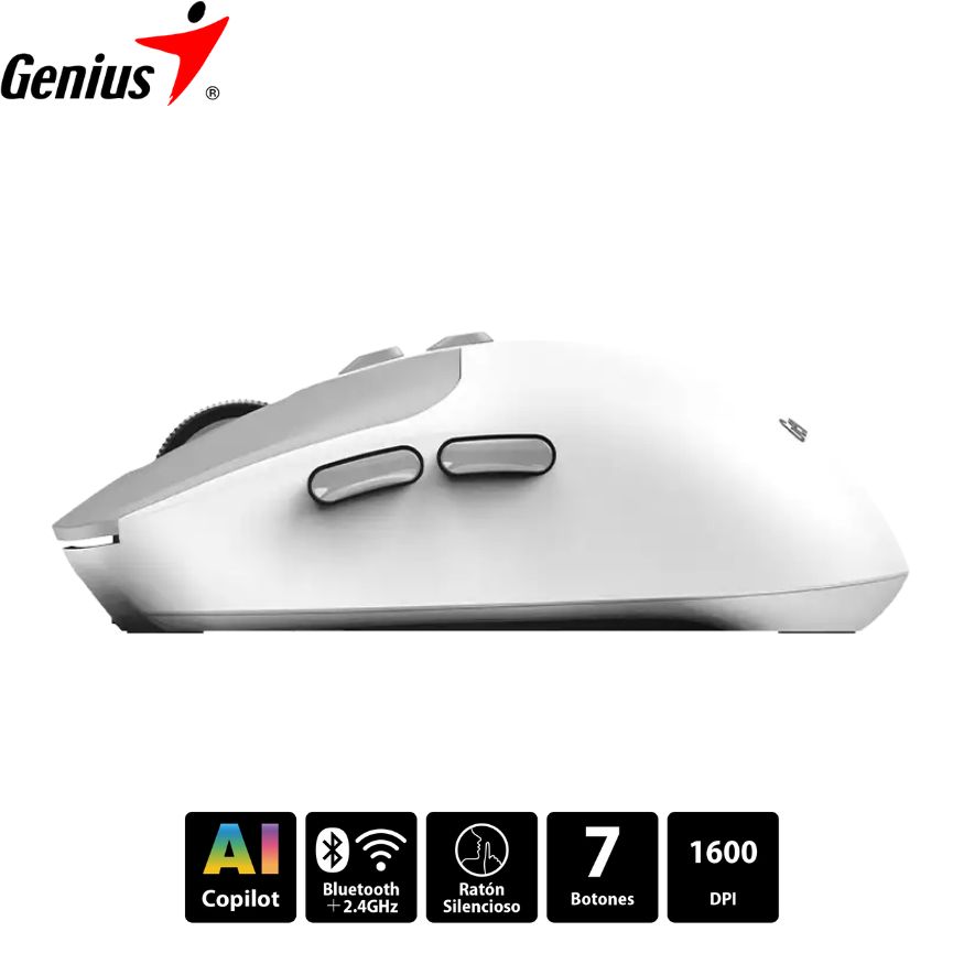 Mouse Genius NX-8080S Wireless/Bluetooth Silent 7 bot. White.
