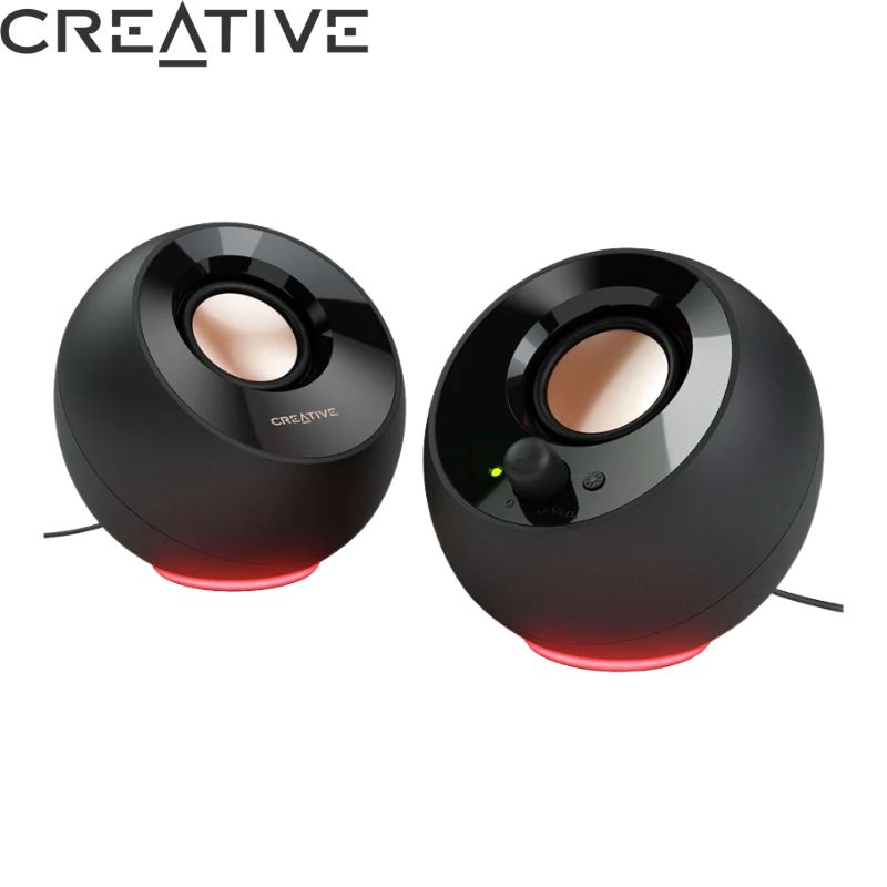 Parlante Creative Pebble SE RGB 2.0 4.4W 3.5MM Usb-C Black.