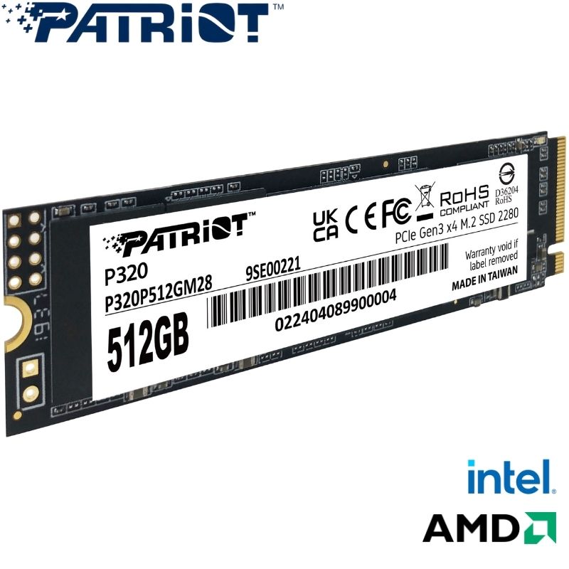 Unidad en Estado Sólido Patriot P320, 512GB, M.2 2280 PCIe. Gen 3 x4 NVMe 1.3