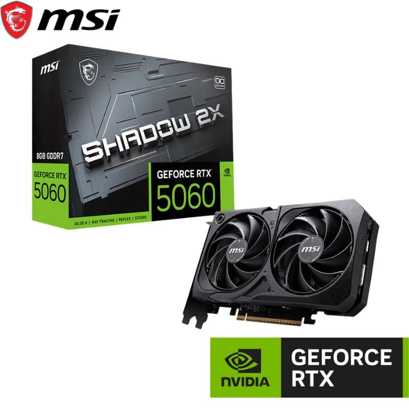 Tarjeta de Video MSI GeForce RTX 5060 8G SHADOW 2X OC, 8 GB GDDR7, PCIe 5.0