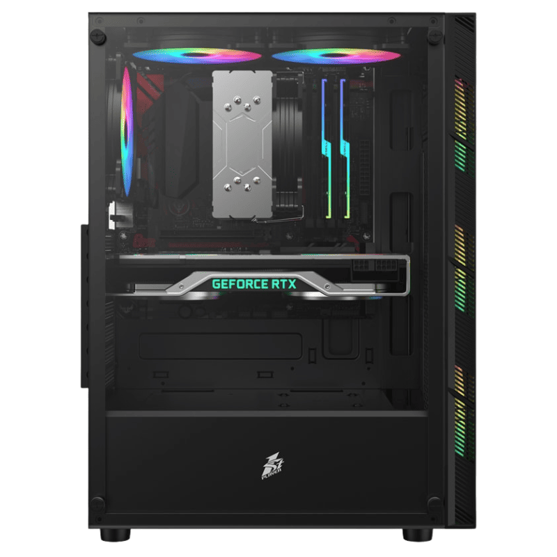 Case Gaming 1ST Player Rainbow RB-5 Black, 03 Cooler RGB, Vidrio templado, Sin Fuente.