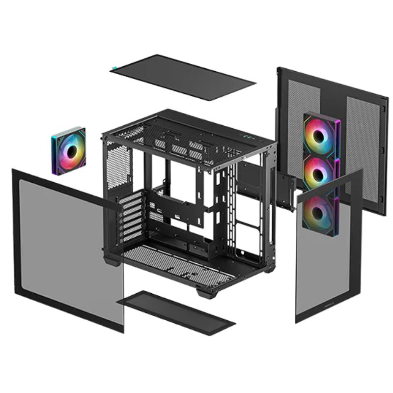 Case DeepCool CG530 4F, 4 Fan ARGB, Vidrio Templado, S/Fuente USB 3.0, Black.