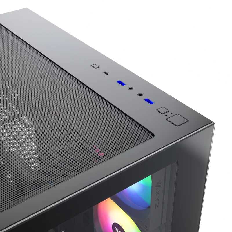Case XYZ Tesseract X 50, Mid Tower, 4 Fan ARGB, Vidrio Templado, S/Fuente USB 3.0, USB Type-C, Black.