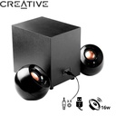 Parlante Creative PEBBLE PLUS 2.1 8W/16W 3.5MM USB-POWER, Negro.