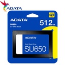 Unidad de Estado Solido ADATA, SU650, 512GB, Sata 6GB/S, 2.5", 7mm, 3D NAND.