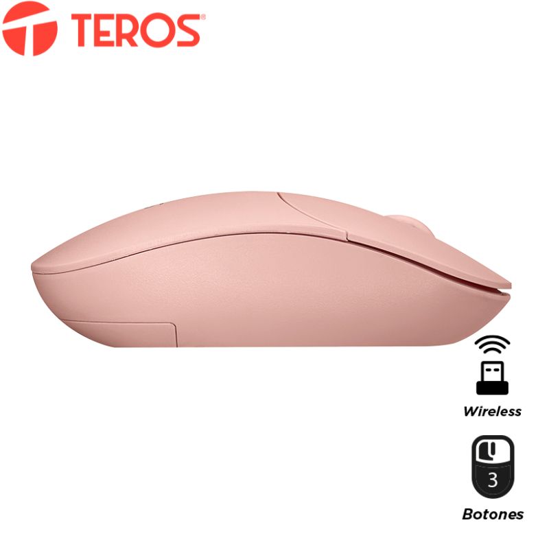 Mouse óptico inalámbrico TEROS TE-1218S, 1000 DPI, receptor USB, 3 botones