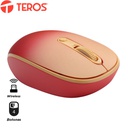 Mouse óptico inalámbrico Teros TE-1223S, 800-1200-1600 DPI, receptor USB, 4 botones.