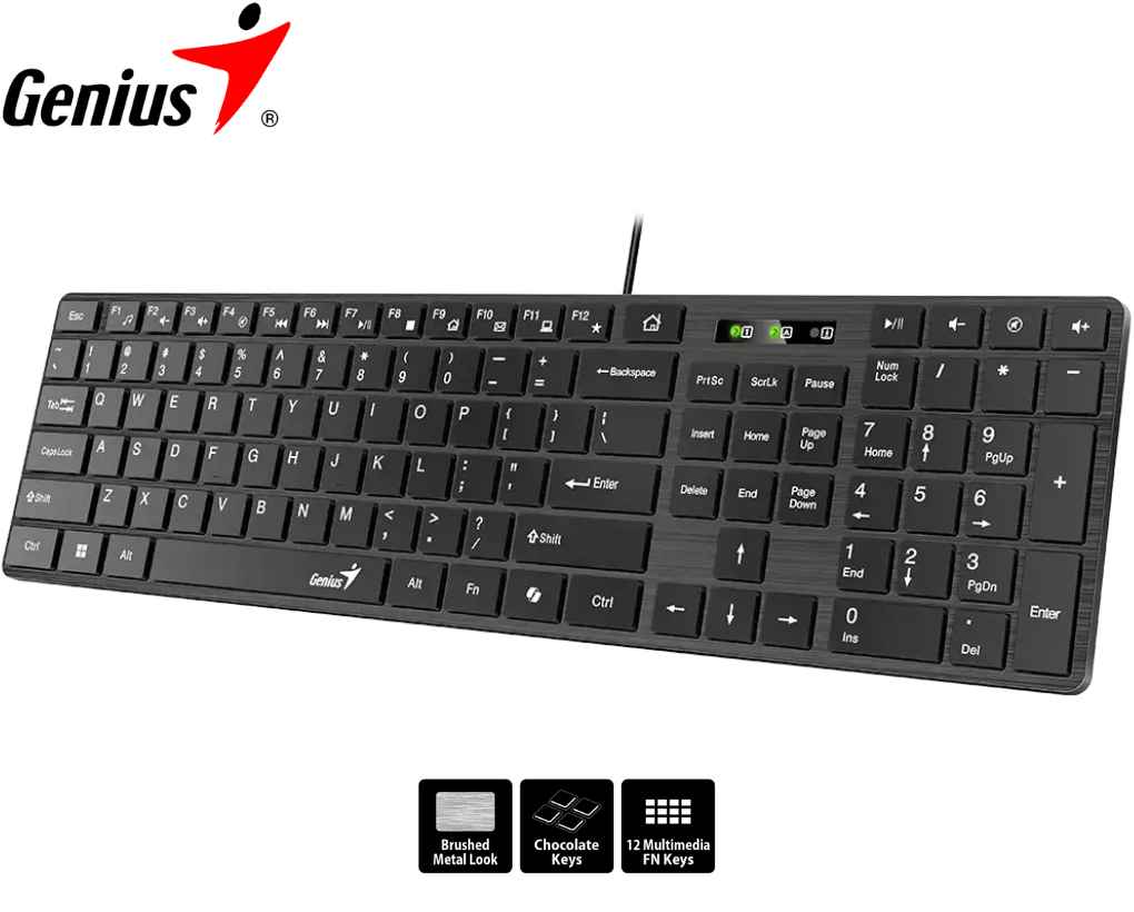 Teclado Genius SlimStar 126 USB Multimedia Black SP (31310017401)