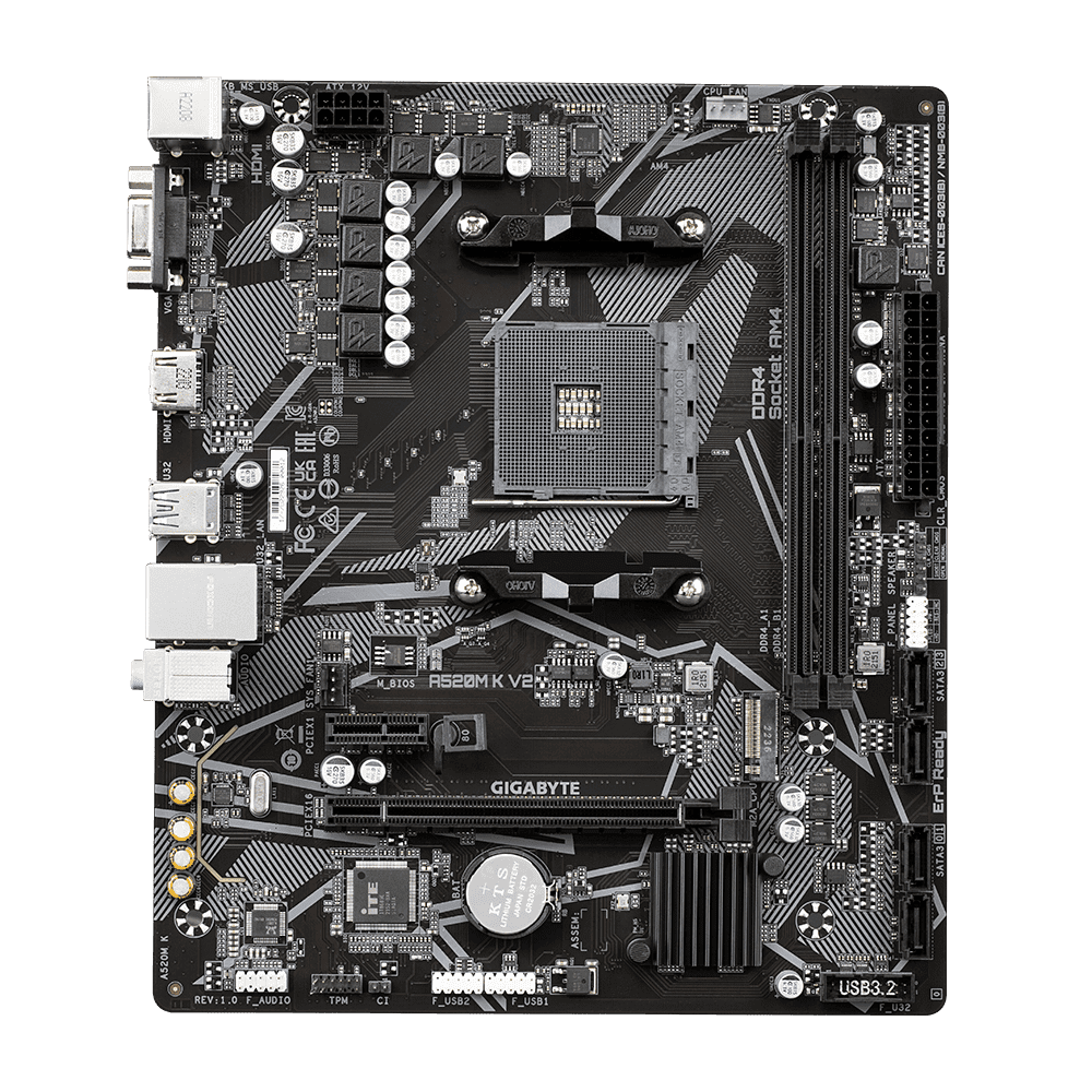 Placa Base Gigabyte A520M K V2 (rev 1.0) AM4, DDR4, LAN, VGA, HDMI. Micro ATX