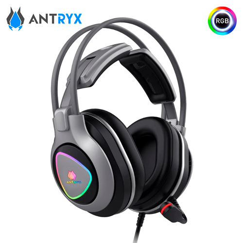 AUDIFONOS C/MICROFONO ANTRYX CS THUNDER SILVER 7.1 VIRTUAL, VIBRADOR, CONTROL EQ, CABLE