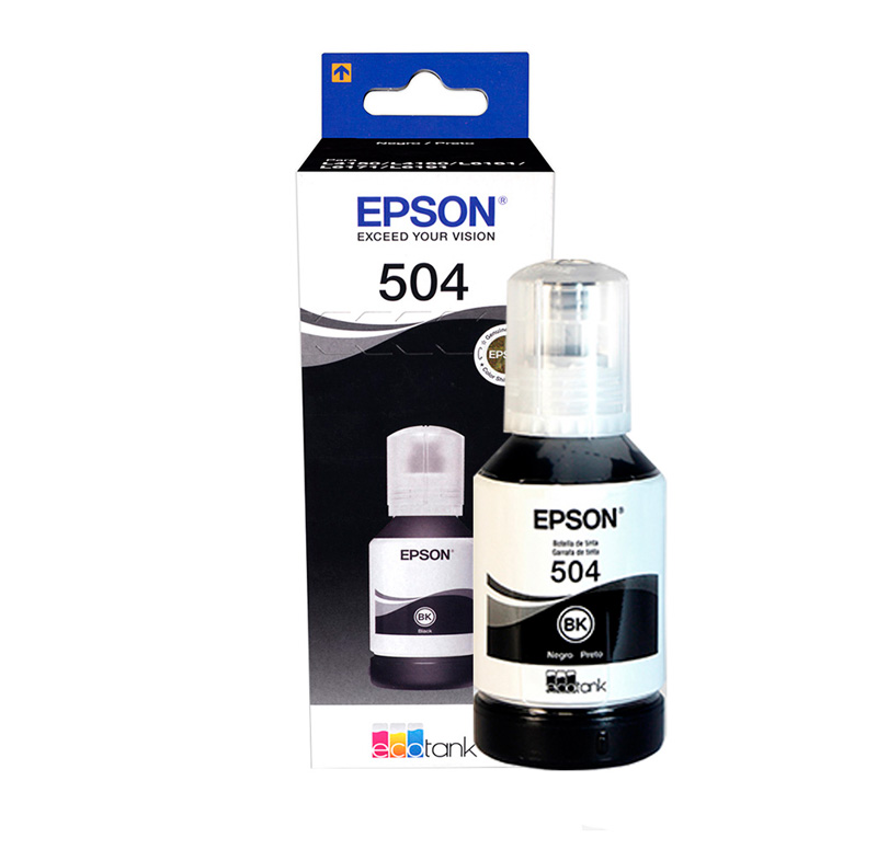Botella de Tinta Epson T504, Negro 127ML (T504120-AL) Caja.