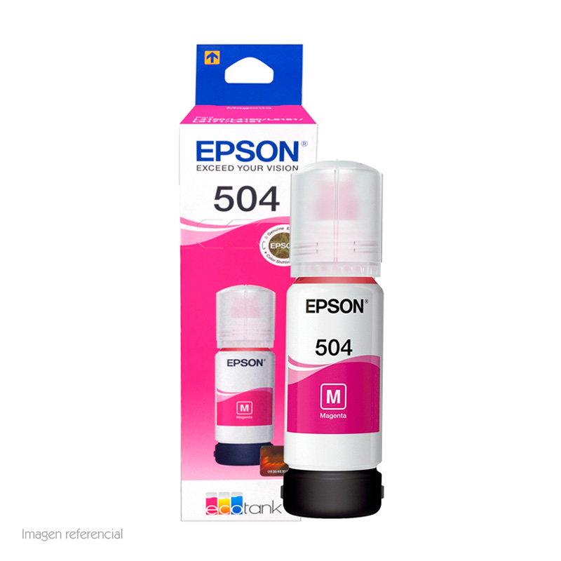 Botella de Tinta Epson T504, Magenta 70ml (T504320-Al) Caja.
