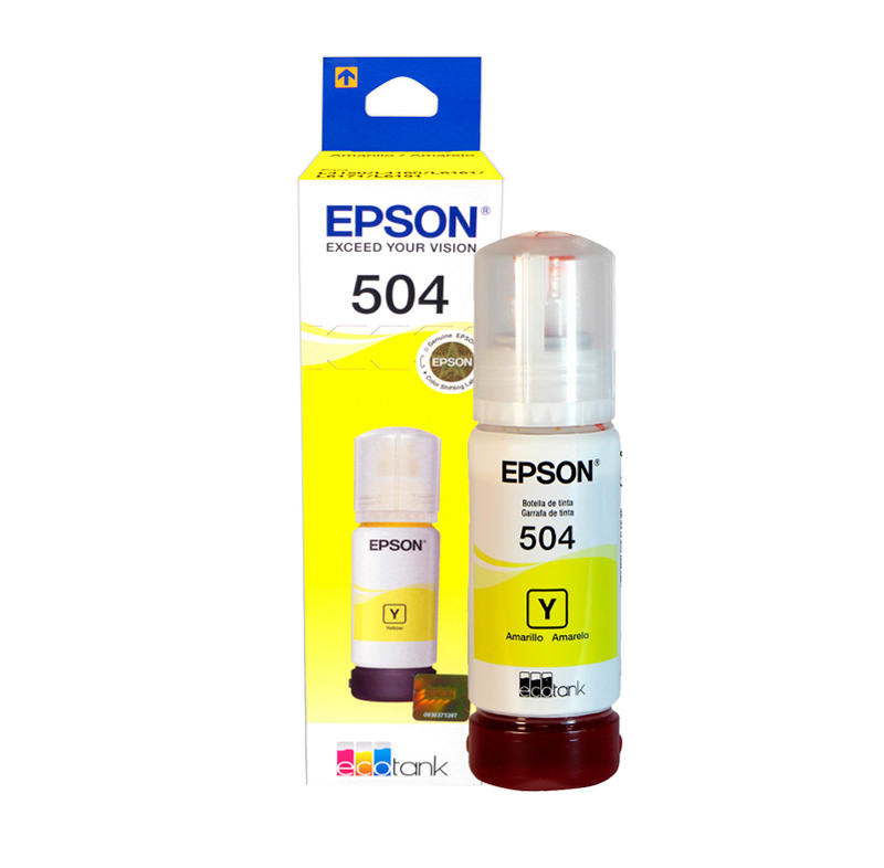 Botella de Tinta Epson, T504 Yellow 70ml (T504420-Al) Caja.