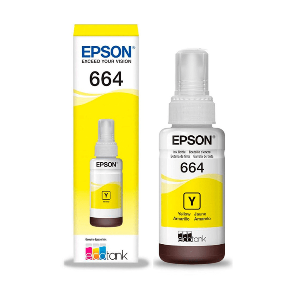 Botella de Tinta Epson T664 , Yellow 70ML, (T664420-AL), Caja.