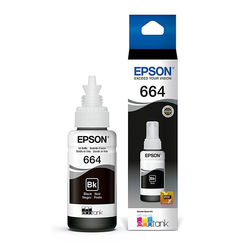 Botella de Tinta Epson T664, Negro 70ML,(T664120-AL) Caja.