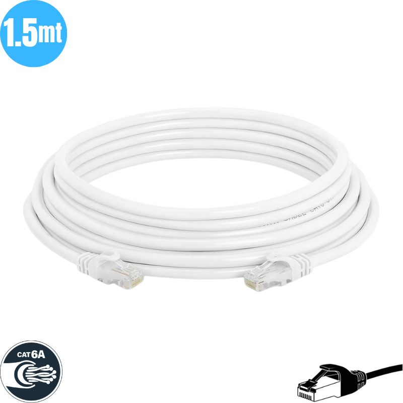 Cable de Red CAT6, Blanco, 1.5mt.