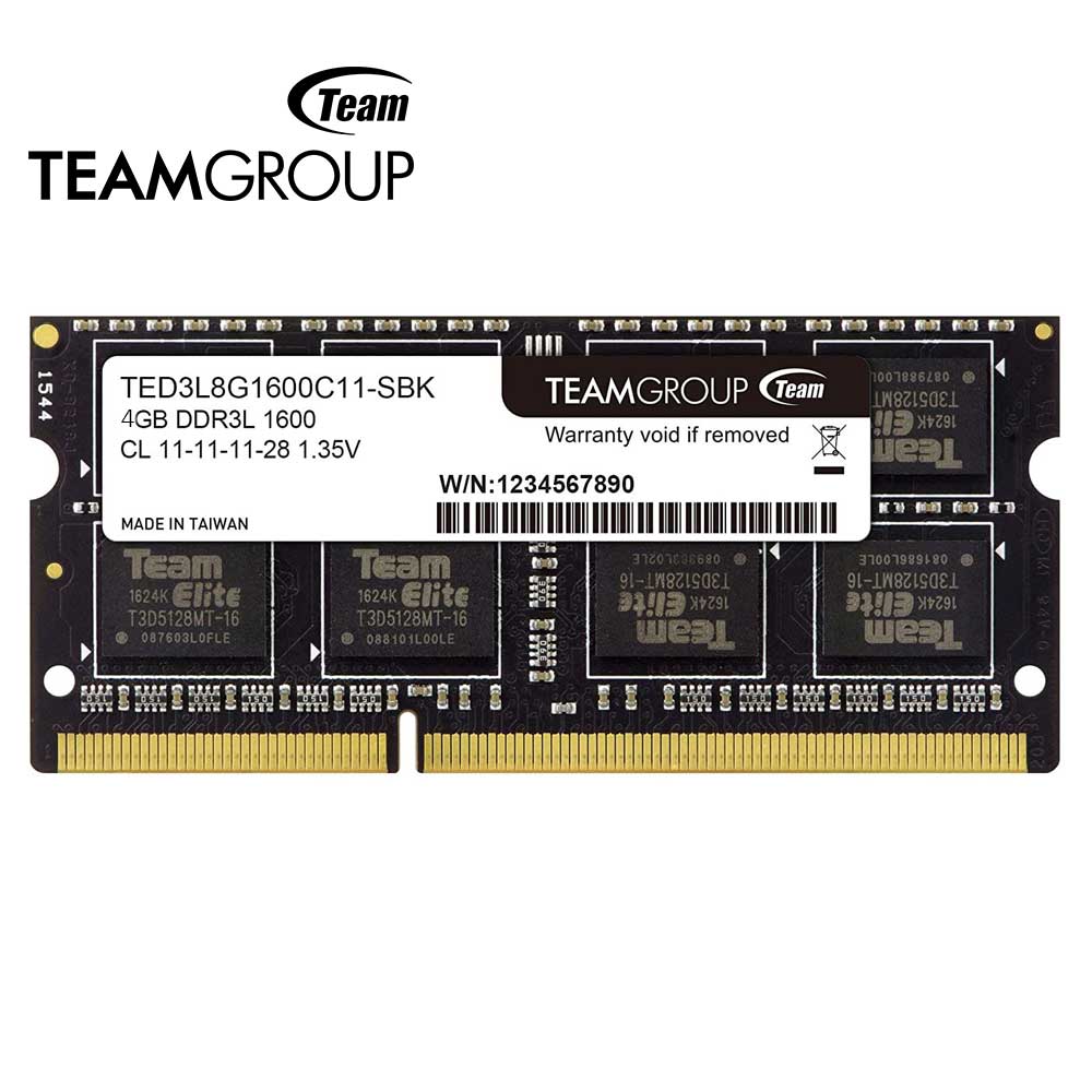 Memoria RAM TeamGroup Elite SODIMM DDR3 4GB DDR3L-1600 MHz, CL-11, 1.35V.