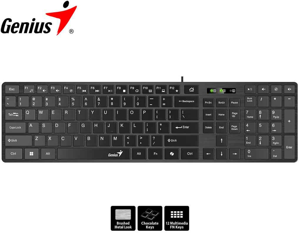Teclado Genius SlimStar 126 USB Multimedia Black SP (31310017401)