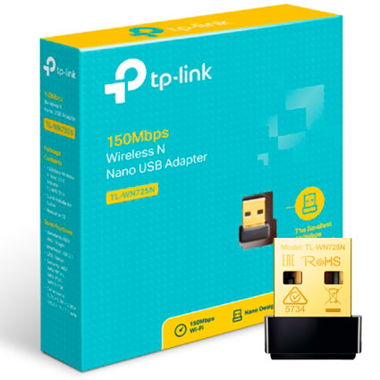 Adaptador Inalámbrico USB Tp-Link TL-WN725N, N, 150Mbps, 2.4 GHz, 802.11 b/g/n, Nano.