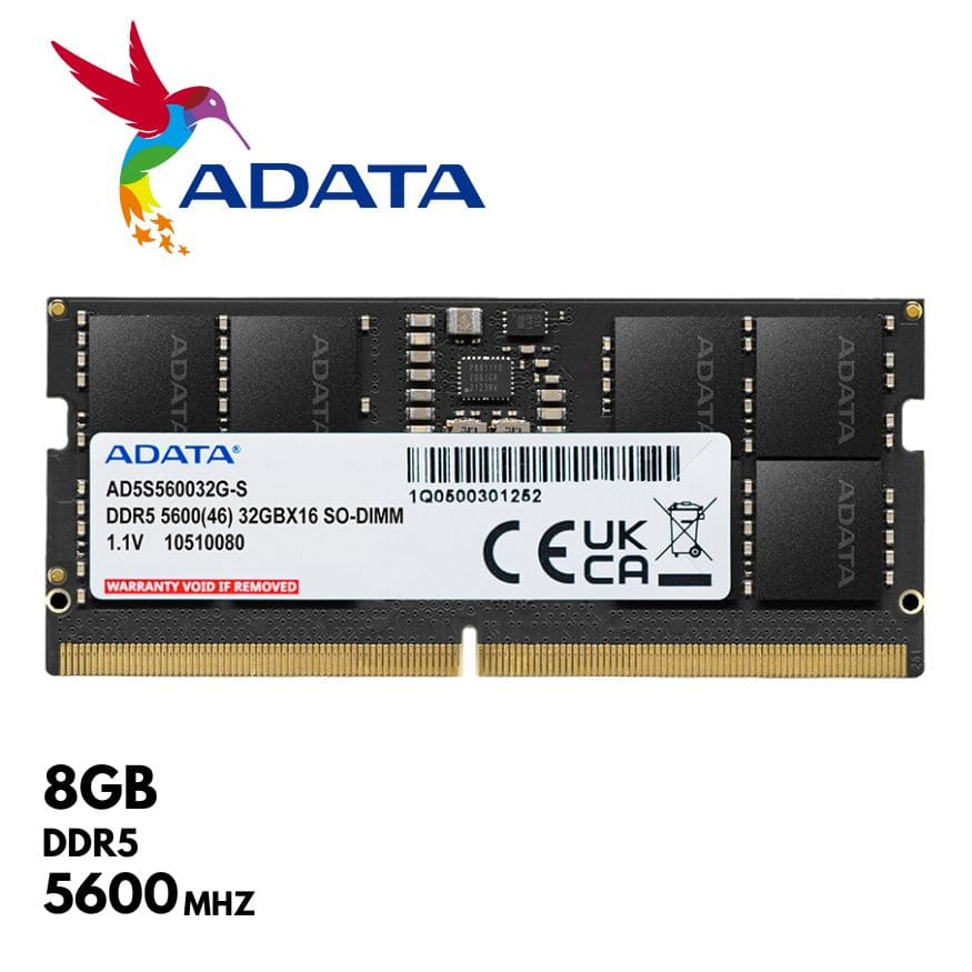 Memoria Ram Adata Premier 8GB, SODIMM, DDR5-5600MHz, CL40, 1.1V, 262-pin.